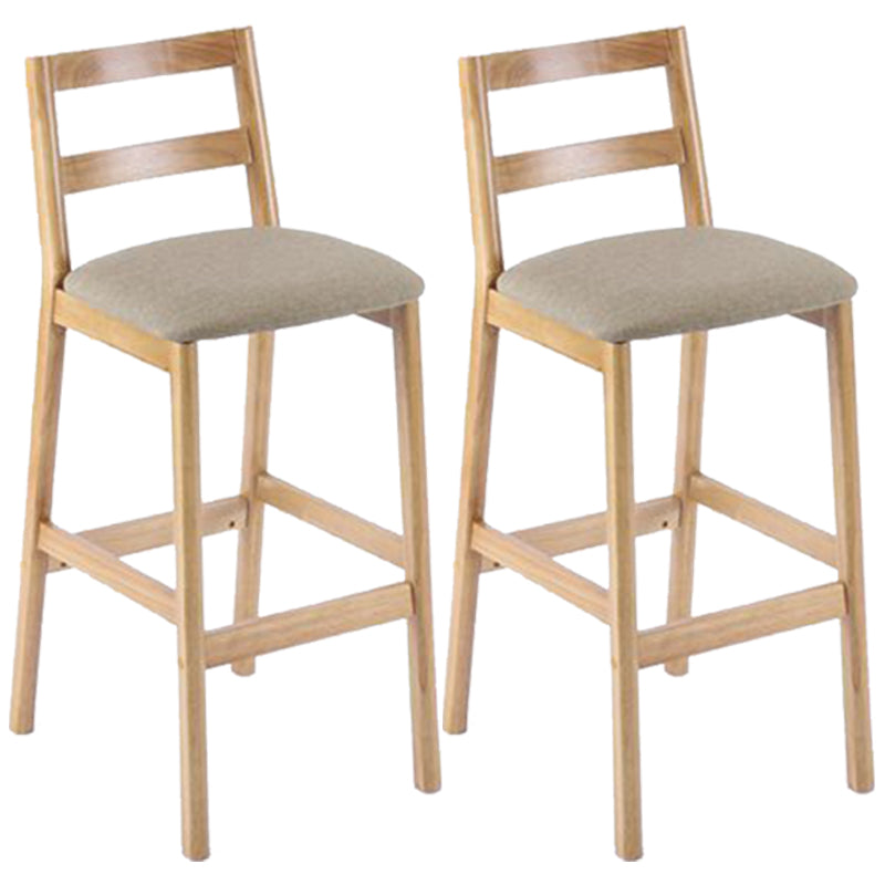 Modern Armless Backrest Counter Stool Wood Cafe Bar Stool with Cushion Khaki 2 Piece Set Clearhalo 'Bar Furniture' 'Bar Stools' 'bar_stools' 'furn' 'furn_bar_stools' 'furniture_bar_stools' 'Kitchen & Dining Furniture' 'kitchen&dining_furn' 'kitchen' 'kitchen_furn' Furniture' 4575286