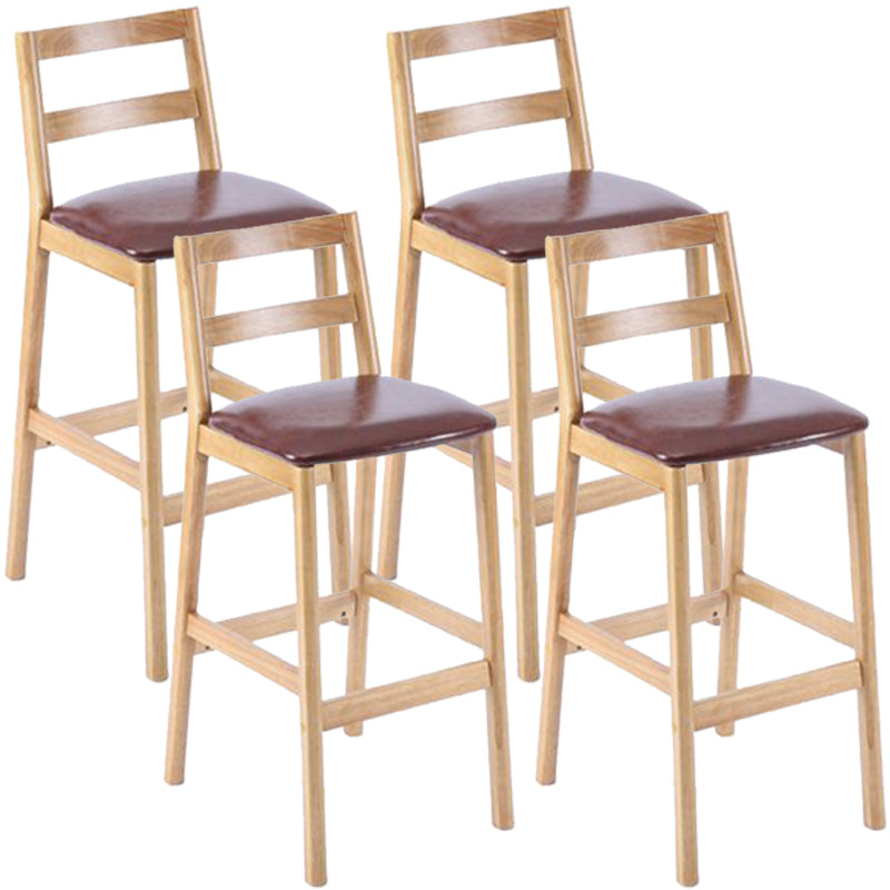 Modern Armless Backrest Counter Stool Wood Cafe Bar Stool with Cushion Light Brown 4 Piece Set Clearhalo 'Bar Furniture' 'Bar Stools' 'bar_stools' 'furn' 'furn_bar_stools' 'furniture_bar_stools' 'Kitchen & Dining Furniture' 'kitchen&dining_furn' 'kitchen' 'kitchen_furn' Furniture' 4575287