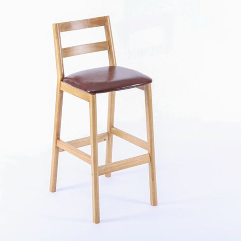 Modern Armless Backrest Counter Stool Wood Cafe Bar Stool with Cushion Light Brown 1 Piece Clearhalo 'Bar Furniture' 'Bar Stools' 'bar_stools' 'furn' 'furn_bar_stools' 'furniture_bar_stools' 'Kitchen & Dining Furniture' 'kitchen&dining_furn' 'kitchen' 'kitchen_furn' Furniture' 4575288