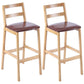 Modern Armless Backrest Counter Stool Wood Cafe Bar Stool with Cushion Light Brown 2 Piece Set Clearhalo 'Bar Furniture' 'Bar Stools' 'bar_stools' 'furn' 'furn_bar_stools' 'furniture_bar_stools' 'Kitchen & Dining Furniture' 'kitchen&dining_furn' 'kitchen' 'kitchen_furn' Furniture' 4575289
