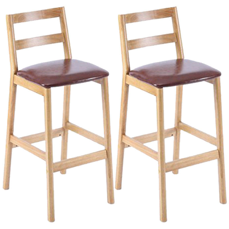 Modern Armless Backrest Counter Stool Wood Cafe Bar Stool with Cushion Light Brown 2 Piece Set Clearhalo 'Bar Furniture' 'Bar Stools' 'bar_stools' 'furn' 'furn_bar_stools' 'furniture_bar_stools' 'Kitchen & Dining Furniture' 'kitchen&dining_furn' 'kitchen' 'kitchen_furn' Furniture' 4575289