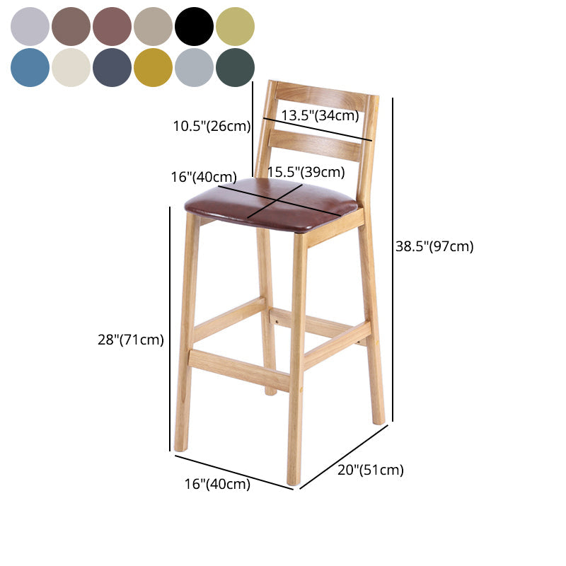 Modern Armless Backrest Counter Stool Wood Cafe Bar Stool with Cushion Clearhalo 'Bar Furniture' 'Bar Stools' 'bar_stools' 'furn' 'furn_bar_stools' 'furniture_bar_stools' 'Kitchen & Dining Furniture' 'kitchen&dining_furn' 'kitchen' 'kitchen_furn' Furniture' 4575296