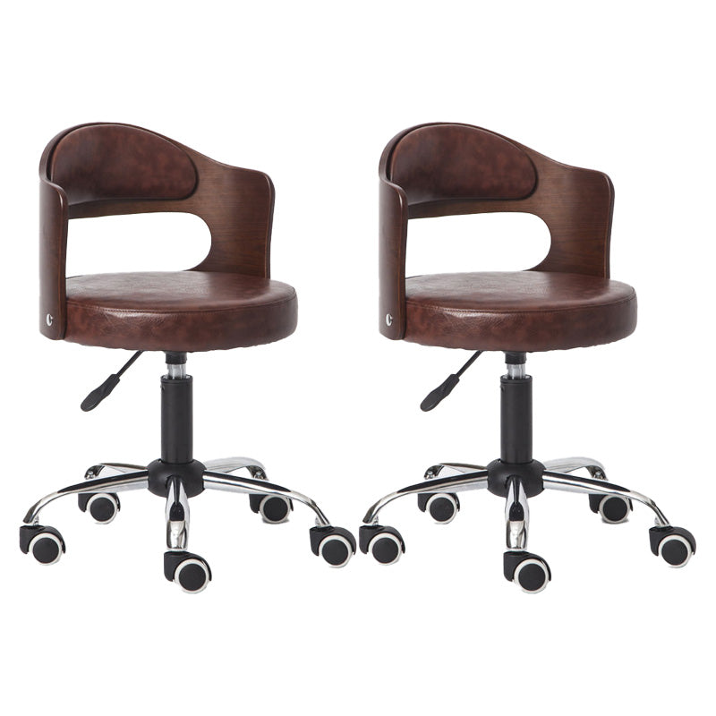 Modern Rotatable Adjustable Counter Stool Steel Bar Stool with Cushion Brown 2 Piece Set Clearhalo 'Bar Furniture' 'Bar Stools' 'bar_stools' 'furn' 'furn_bar_stools' 'furniture_bar_stools' 'Kitchen & Dining Furniture' 'kitchen&dining_furn' 'kitchen' 'kitchen_furn' Furniture' 4575428