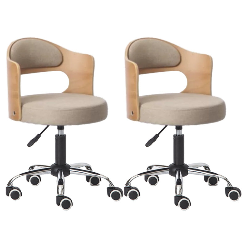 Modern Rotatable Adjustable Counter Stool Steel Bar Stool with Cushion Gray-Khaki 2 Piece Set Clearhalo 'Bar Furniture' 'Bar Stools' 'bar_stools' 'furn' 'furn_bar_stools' 'furniture_bar_stools' 'Kitchen & Dining Furniture' 'kitchen&dining_furn' 'kitchen' 'kitchen_furn' Furniture' 4575442