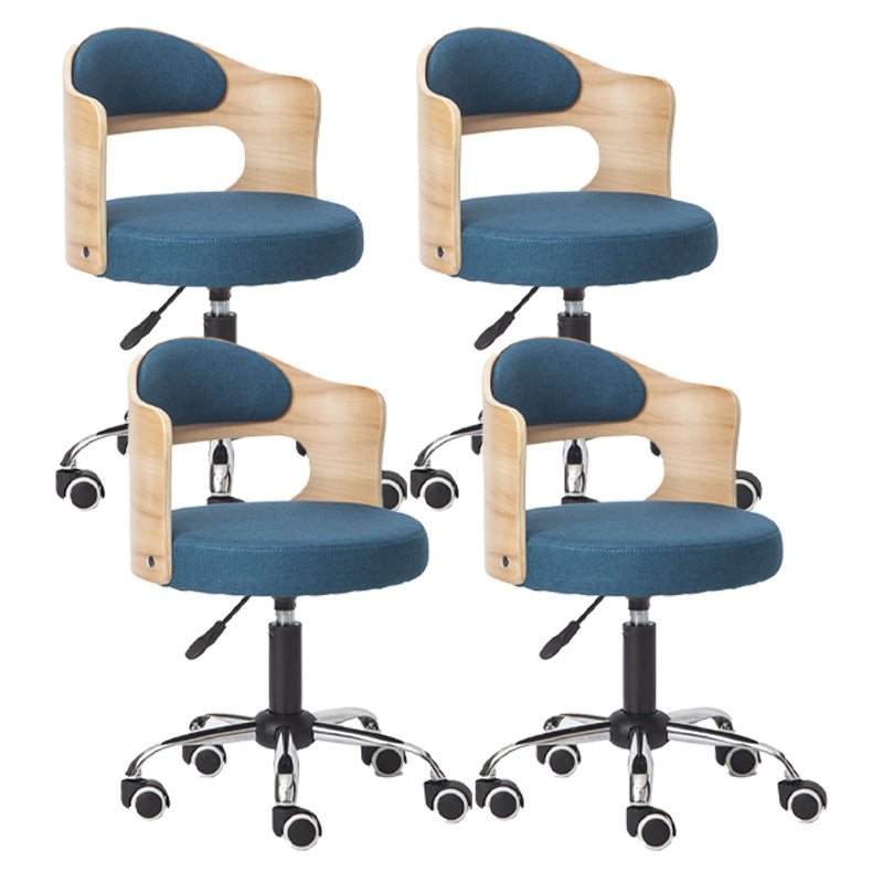 Modern Rotatable Adjustable Counter Stool Steel Bar Stool with Cushion Dark Blue 4 Piece Set Clearhalo 'Bar Furniture' 'Bar Stools' 'bar_stools' 'furn' 'furn_bar_stools' 'furniture_bar_stools' 'Kitchen & Dining Furniture' 'kitchen&dining_furn' 'kitchen' 'kitchen_furn' Furniture' 4575445