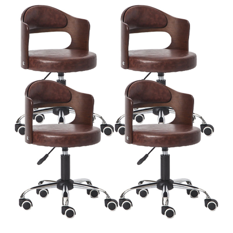 Modern Rotatable Adjustable Counter Stool Steel Bar Stool with Cushion Brown 4 Piece Set Clearhalo 'Bar Furniture' 'Bar Stools' 'bar_stools' 'furn' 'furn_bar_stools' 'furniture_bar_stools' 'Kitchen & Dining Furniture' 'kitchen&dining_furn' 'kitchen' 'kitchen_furn' Furniture' 4575446