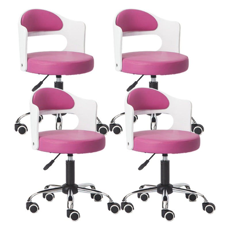 Modern Rotatable Adjustable Counter Stool Steel Bar Stool with Cushion Pink 4 Piece Set Clearhalo 'Bar Furniture' 'Bar Stools' 'bar_stools' 'furn' 'furn_bar_stools' 'furniture_bar_stools' 'Kitchen & Dining Furniture' 'kitchen&dining_furn' 'kitchen' 'kitchen_furn' Furniture' 4575448