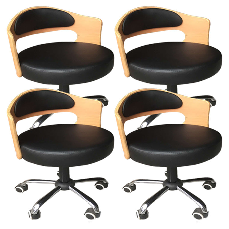Modern Rotatable Adjustable Counter Stool Steel Bar Stool with Cushion Gloss Black 4 Piece Set Clearhalo 'Bar Furniture' 'Bar Stools' 'bar_stools' 'furn' 'furn_bar_stools' 'furniture_bar_stools' 'Kitchen & Dining Furniture' 'kitchen&dining_furn' 'kitchen' 'kitchen_furn' Furniture' 4575456