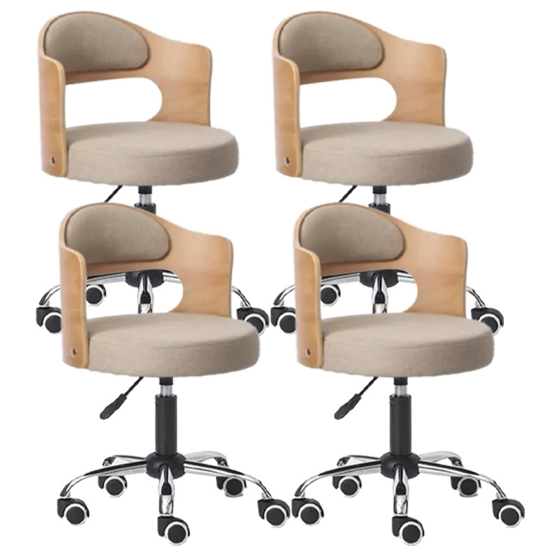 Modern Rotatable Adjustable Counter Stool Steel Bar Stool with Cushion Gray-Khaki 4 Piece Set Clearhalo 'Bar Furniture' 'Bar Stools' 'bar_stools' 'furn' 'furn_bar_stools' 'furniture_bar_stools' 'Kitchen & Dining Furniture' 'kitchen&dining_furn' 'kitchen' 'kitchen_furn' Furniture' 4575460