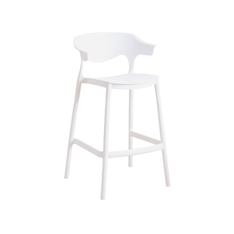 Modern Style Plastic Bar Stool with Footrest and Low Back Living Room Simple Bar Stool White 1 Piece Counter Stool(26"H) Clearhalo 'Bar Furniture' 'Bar Stools' 'bar_stools' 'furn' 'furn_bar_stools' 'furniture_bar_stools' 'Kitchen & Dining Furniture' 'kitchen&dining_furn' 'kitchen' 'kitchen_furn' Furniture' 4575511