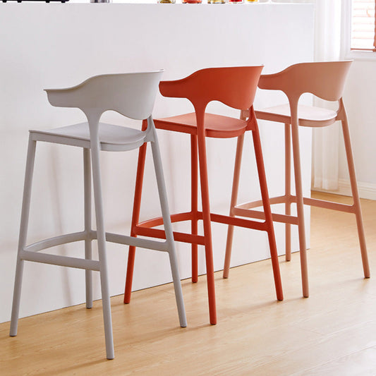 Modern Style Plastic Bar Stool with Footrest and Low Back Living Room Simple Bar Stool Clearhalo 'Bar Furniture' 'Bar Stools' 'bar_stools' 'furn' 'furn_bar_stools' 'furniture_bar_stools' 'Kitchen & Dining Furniture' 'kitchen&dining_furn' 'kitchen' 'kitchen_furn' Furniture' 4575512