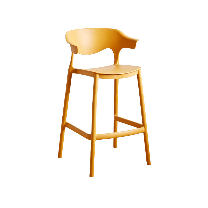 Modern Style Plastic Bar Stool with Footrest and Low Back Living Room Simple Bar Stool Yellow 1 Piece Counter Stool(26"H) Clearhalo 'Bar Furniture' 'Bar Stools' 'bar_stools' 'furn' 'furn_bar_stools' 'furniture_bar_stools' 'Kitchen & Dining Furniture' 'kitchen&dining_furn' 'kitchen' 'kitchen_furn' Furniture' 4575526