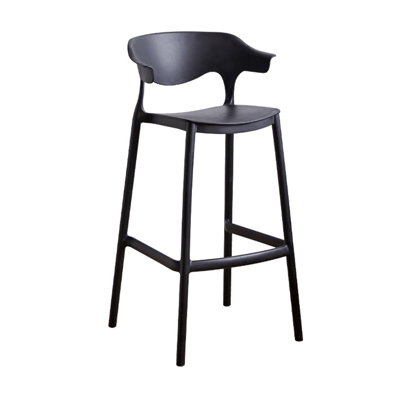 Modern Style Plastic Bar Stool with Footrest and Low Back Living Room Simple Bar Stool Black 1 Piece Bar Stool(30"H) Clearhalo 'Bar Furniture' 'Bar Stools' 'bar_stools' 'furn' 'furn_bar_stools' 'furniture_bar_stools' 'Kitchen & Dining Furniture' 'kitchen&dining_furn' 'kitchen' 'kitchen_furn' Furniture' 4575527