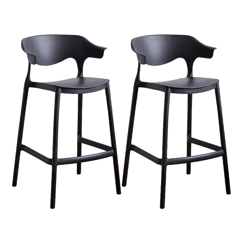 Modern Style Plastic Bar Stool with Footrest and Low Back Living Room Simple Bar Stool Black 2 Piece Set Counter Stool(26"H) Clearhalo 'Bar Furniture' 'Bar Stools' 'bar_stools' 'furn' 'furn_bar_stools' 'furniture_bar_stools' 'Kitchen & Dining Furniture' 'kitchen&dining_furn' 'kitchen' 'kitchen_furn' Furniture' 4575536