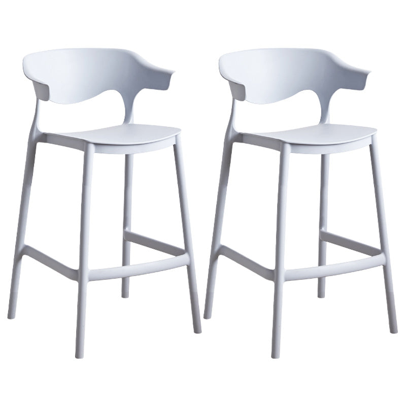 Modern Style Plastic Bar Stool with Footrest and Low Back Living Room Simple Bar Stool Grey 2 Piece Set Counter Stool(26"H) Clearhalo 'Bar Furniture' 'Bar Stools' 'bar_stools' 'furn' 'furn_bar_stools' 'furniture_bar_stools' 'Kitchen & Dining Furniture' 'kitchen&dining_furn' 'kitchen' 'kitchen_furn' Furniture' 4575538