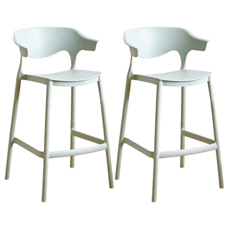Modern Style Plastic Bar Stool with Footrest and Low Back Living Room Simple Bar Stool Green 2 Piece Set Counter Stool(26"H) Clearhalo 'Bar Furniture' 'Bar Stools' 'bar_stools' 'furn' 'furn_bar_stools' 'furniture_bar_stools' 'Kitchen & Dining Furniture' 'kitchen&dining_furn' 'kitchen' 'kitchen_furn' Furniture' 4575541