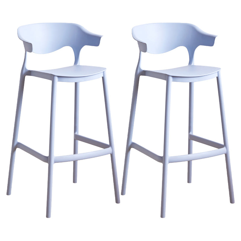Modern Style Plastic Bar Stool with Footrest and Low Back Living Room Simple Bar Stool Blue 2 Piece Set Bar Stool(30"H) Clearhalo 'Bar Furniture' 'Bar Stools' 'bar_stools' 'furn' 'furn_bar_stools' 'furniture_bar_stools' 'Kitchen & Dining Furniture' 'kitchen&dining_furn' 'kitchen' 'kitchen_furn' Furniture' 4575549