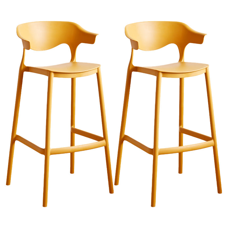 Modern Style Plastic Bar Stool with Footrest and Low Back Living Room Simple Bar Stool Yellow 2 Piece Set Bar Stool(30"H) Clearhalo 'Bar Furniture' 'Bar Stools' 'bar_stools' 'furn' 'furn_bar_stools' 'furniture_bar_stools' 'Kitchen & Dining Furniture' 'kitchen&dining_furn' 'kitchen' 'kitchen_furn' Furniture' 4575553