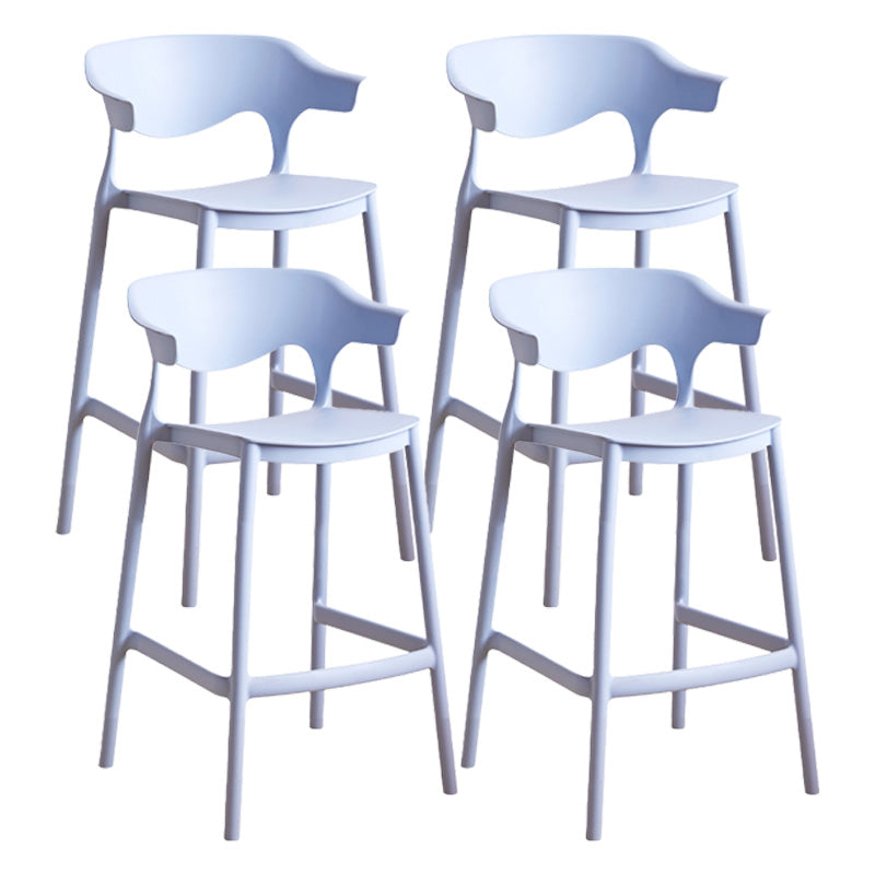 Modern Style Plastic Bar Stool with Footrest and Low Back Living Room Simple Bar Stool Blue 4 Piece Set Counter Stool(26"H) Clearhalo 'Bar Furniture' 'Bar Stools' 'bar_stools' 'furn' 'furn_bar_stools' 'furniture_bar_stools' 'Kitchen & Dining Furniture' 'kitchen&dining_furn' 'kitchen' 'kitchen_furn' Furniture' 4575558