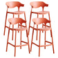Modern Style Plastic Bar Stool with Footrest and Low Back Living Room Simple Bar Stool Red 4 Piece Set Counter Stool(26"H) Clearhalo 'Bar Furniture' 'Bar Stools' 'bar_stools' 'furn' 'furn_bar_stools' 'furniture_bar_stools' 'Kitchen & Dining Furniture' 'kitchen&dining_furn' 'kitchen' 'kitchen_furn' Furniture' 4575560