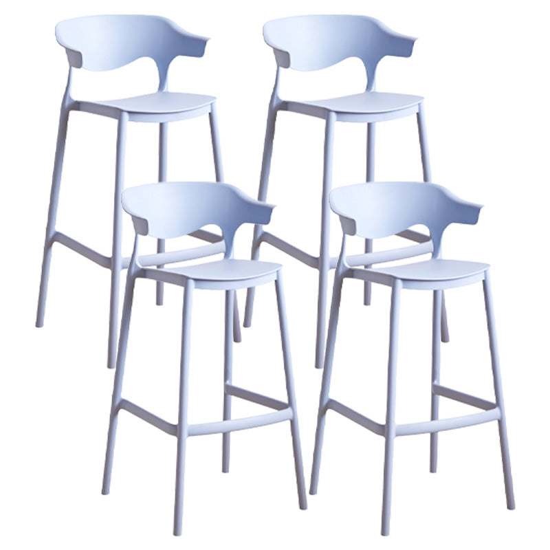 Modern Style Plastic Bar Stool with Footrest and Low Back Living Room Simple Bar Stool Blue 4 Piece Set Bar Stool(30"H) Clearhalo 'Bar Furniture' 'Bar Stools' 'bar_stools' 'furn' 'furn_bar_stools' 'furniture_bar_stools' 'Kitchen & Dining Furniture' 'kitchen&dining_furn' 'kitchen' 'kitchen_furn' Furniture' 4575567