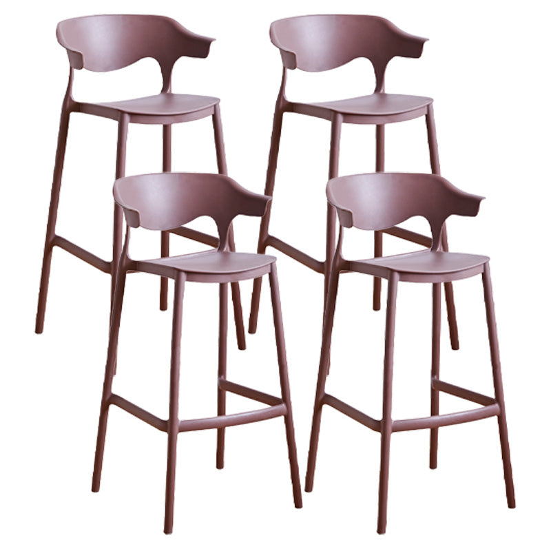 Modern Style Plastic Bar Stool with Footrest and Low Back Living Room Simple Bar Stool Coffee 4 Piece Set Bar Stool(30"H) Clearhalo 'Bar Furniture' 'Bar Stools' 'bar_stools' 'furn' 'furn_bar_stools' 'furniture_bar_stools' 'Kitchen & Dining Furniture' 'kitchen&dining_furn' 'kitchen' 'kitchen_furn' Furniture' 4575570
