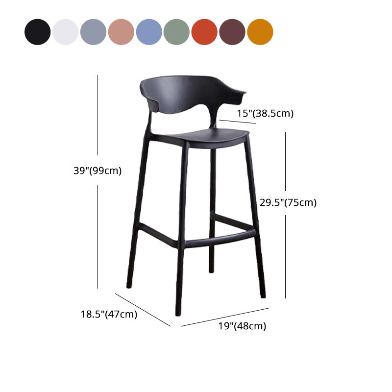 Modern Style Plastic Bar Stool with Footrest and Low Back Living Room Simple Bar Stool Clearhalo 'Bar Furniture' 'Bar Stools' 'bar_stools' 'furn' 'furn_bar_stools' 'furniture_bar_stools' 'Kitchen & Dining Furniture' 'kitchen&dining_furn' 'kitchen' 'kitchen_furn' Furniture' 4575573