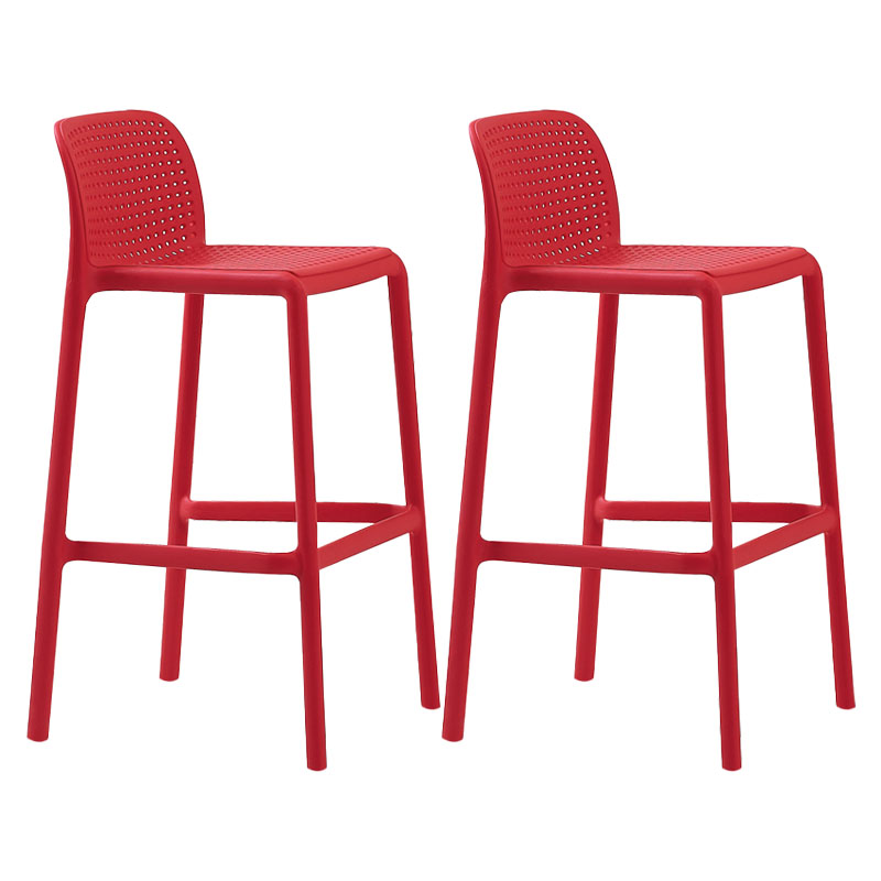 Scandinavia Style Bar-stool Square Seat PP Legs for Kitchen Bar Red 2 Piece Set Clearhalo 'Bar Furniture' 'Bar Stools' 'bar_stools' 'furn' 'furn_bar_stools' 'furniture_bar_stools' 'Kitchen & Dining Furniture' 'kitchen&dining_furn' 'kitchen' 'kitchen_furn' Furniture' 4575588
