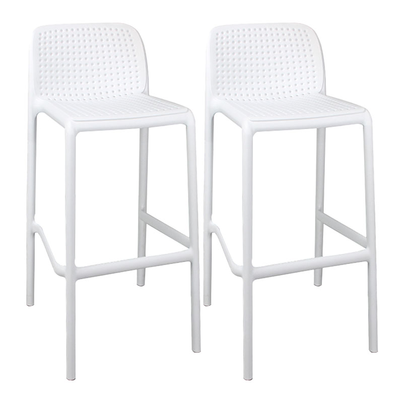 Scandinavia Style Bar-stool Square Seat PP Legs for Kitchen Bar White 2 Piece Set Clearhalo 'Bar Furniture' 'Bar Stools' 'bar_stools' 'furn' 'furn_bar_stools' 'furniture_bar_stools' 'Kitchen & Dining Furniture' 'kitchen&dining_furn' 'kitchen' 'kitchen_furn' Furniture' 4575599