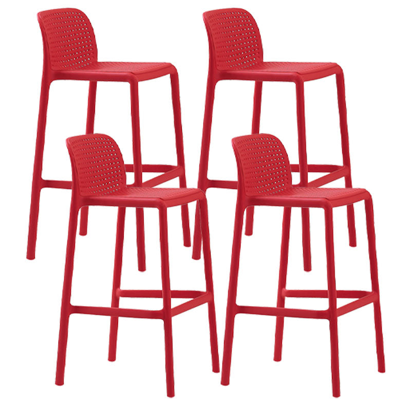 Scandinavia Style Bar-stool Square Seat PP Legs for Kitchen Bar Red 4 Piece Set Clearhalo 'Bar Furniture' 'Bar Stools' 'bar_stools' 'furn' 'furn_bar_stools' 'furniture_bar_stools' 'Kitchen & Dining Furniture' 'kitchen&dining_furn' 'kitchen' 'kitchen_furn' Furniture' 4575603