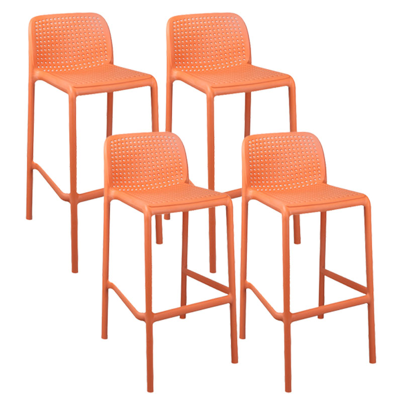Scandinavia Style Bar-stool Square Seat PP Legs for Kitchen Bar Orange 4 Piece Set Clearhalo 'Bar Furniture' 'Bar Stools' 'bar_stools' 'furn' 'furn_bar_stools' 'furniture_bar_stools' 'Kitchen & Dining Furniture' 'kitchen&dining_furn' 'kitchen' 'kitchen_furn' Furniture' 4575604