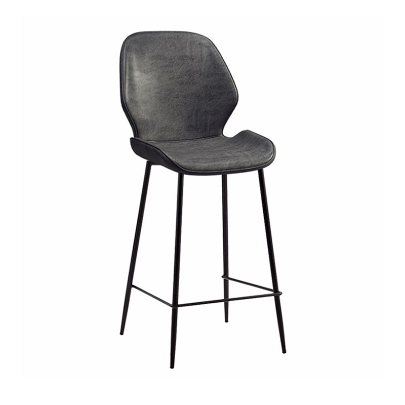 Industrial Style Bar-stool Iron Legs Bucket Leather Seat for Kitchen Bar Dark Gray 1 Piece Counter Stool(26"H) Clearhalo 'Bar Furniture' 'Bar Stools' 'bar_stools' 'furn' 'furn_bar_stools' 'furniture_bar_stools' 'Kitchen & Dining Furniture' 'kitchen&dining_furn' 'kitchen' 'kitchen_furn' Furniture' 4575614