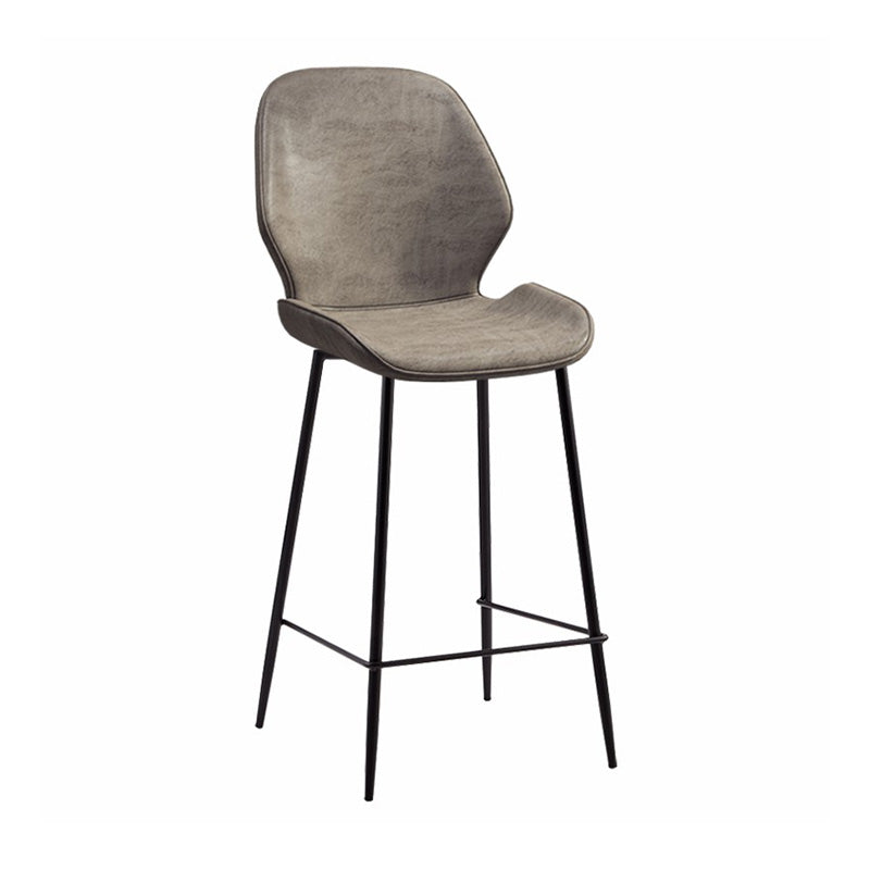 Industrial Style Bar-stool Iron Legs Bucket Leather Seat for Kitchen Bar Light Gray 1 Piece Counter Stool(26"H) Clearhalo 'Bar Furniture' 'Bar Stools' 'bar_stools' 'furn' 'furn_bar_stools' 'furniture_bar_stools' 'Kitchen & Dining Furniture' 'kitchen&dining_furn' 'kitchen' 'kitchen_furn' Furniture' 4575615