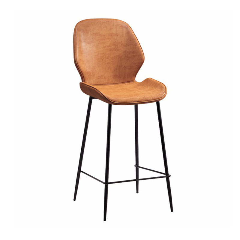 Industrial Style Bar-stool Iron Legs Bucket Leather Seat for Kitchen Bar Orange 1 Piece Counter Stool(26"H) Clearhalo 'Bar Furniture' 'Bar Stools' 'bar_stools' 'furn' 'furn_bar_stools' 'furniture_bar_stools' 'Kitchen & Dining Furniture' 'kitchen&dining_furn' 'kitchen' 'kitchen_furn' Furniture' 4575619