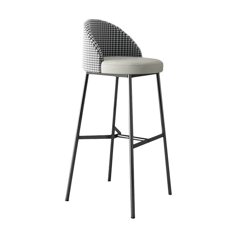 Industrial Style Bar-stool Iron Legs Bucket Leather Seat for Kitchen Bar Grey 1 Piece Counter Stool(26"H) Clearhalo 'Bar Furniture' 'Bar Stools' 'bar_stools' 'furn' 'furn_bar_stools' 'furniture_bar_stools' 'Kitchen & Dining Furniture' 'kitchen&dining_furn' 'kitchen' 'kitchen_furn' Furniture' 4575621