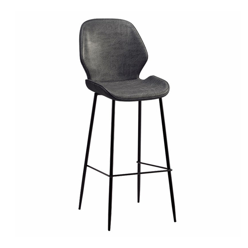 Industrial Style Bar-stool Iron Legs Bucket Leather Seat for Kitchen Bar Dark Gray 1 Piece Bar Stool(30"H) Clearhalo 'Bar Furniture' 'Bar Stools' 'bar_stools' 'furn' 'furn_bar_stools' 'furniture_bar_stools' 'Kitchen & Dining Furniture' 'kitchen&dining_furn' 'kitchen' 'kitchen_furn' Furniture' 4575623