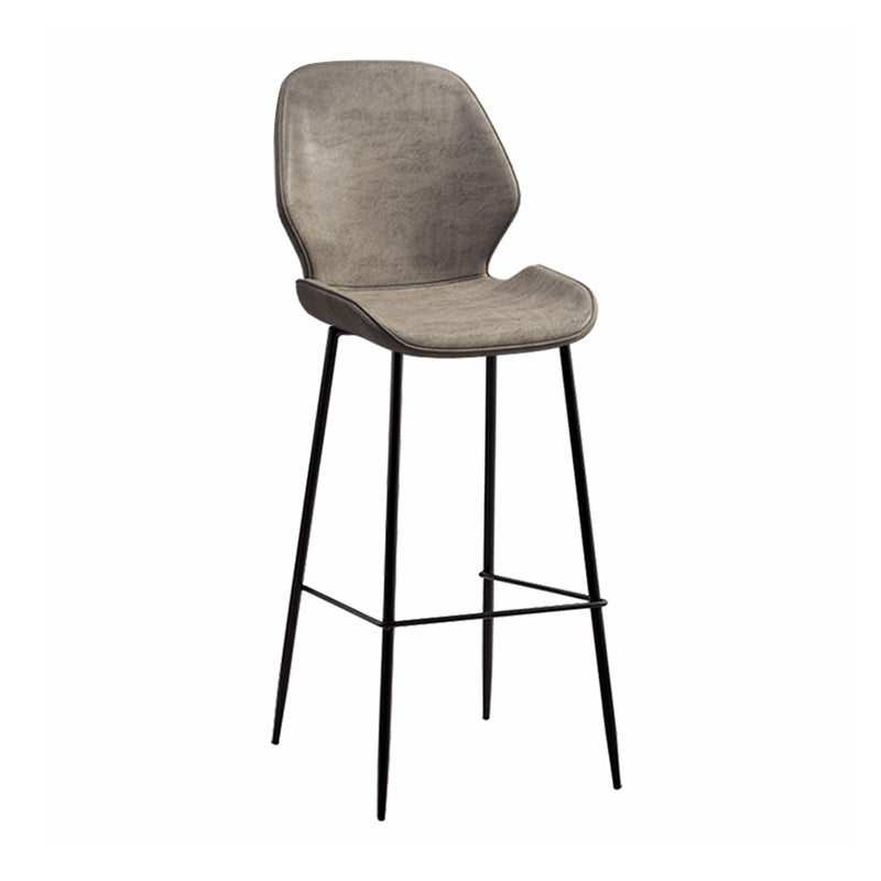 Industrial Style Bar-stool Iron Legs Bucket Leather Seat for Kitchen Bar Light Gray 1 Piece Bar Stool(30"H) Clearhalo 'Bar Furniture' 'Bar Stools' 'bar_stools' 'furn' 'furn_bar_stools' 'furniture_bar_stools' 'Kitchen & Dining Furniture' 'kitchen&dining_furn' 'kitchen' 'kitchen_furn' Furniture' 4575625