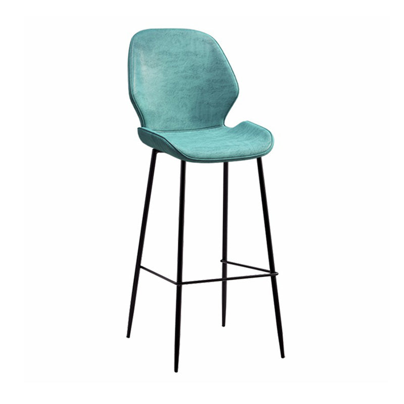 Industrial Style Bar-stool Iron Legs Bucket Leather Seat for Kitchen Bar Blue 1 Piece Bar Stool(30"H) Clearhalo 'Bar Furniture' 'Bar Stools' 'bar_stools' 'furn' 'furn_bar_stools' 'furniture_bar_stools' 'Kitchen & Dining Furniture' 'kitchen&dining_furn' 'kitchen' 'kitchen_furn' Furniture' 4575628