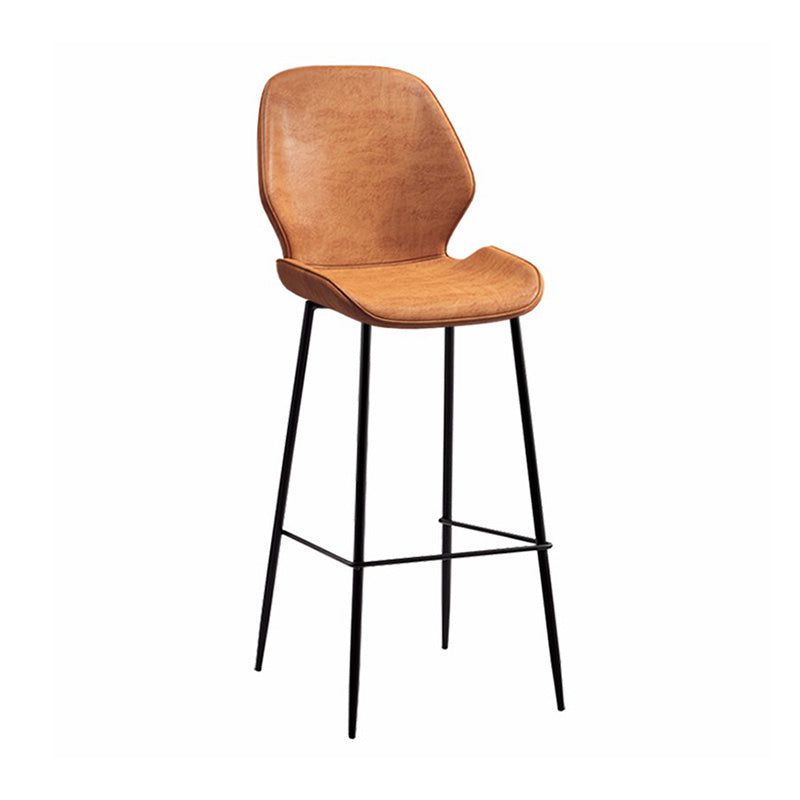 Industrial Style Bar-stool Iron Legs Bucket Leather Seat for Kitchen Bar Orange 1 Piece Bar Stool(30"H) Clearhalo 'Bar Furniture' 'Bar Stools' 'bar_stools' 'furn' 'furn_bar_stools' 'furniture_bar_stools' 'Kitchen & Dining Furniture' 'kitchen&dining_furn' 'kitchen' 'kitchen_furn' Furniture' 4575630