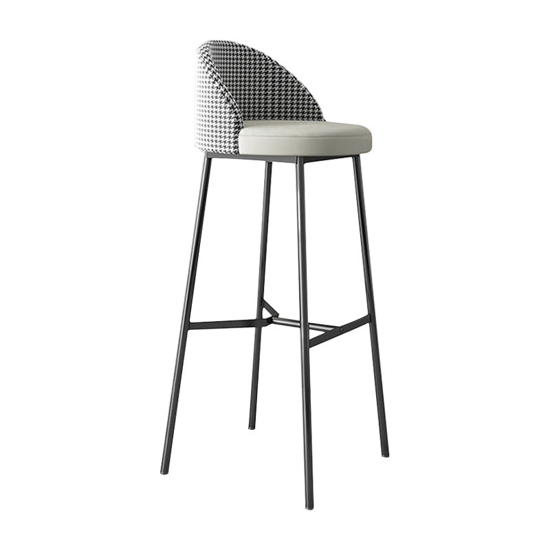 Industrial Style Bar-stool Iron Legs Bucket Leather Seat for Kitchen Bar Grey 1 Piece Bar Stool(30"H) Clearhalo 'Bar Furniture' 'Bar Stools' 'bar_stools' 'furn' 'furn_bar_stools' 'furniture_bar_stools' 'Kitchen & Dining Furniture' 'kitchen&dining_furn' 'kitchen' 'kitchen_furn' Furniture' 4575631
