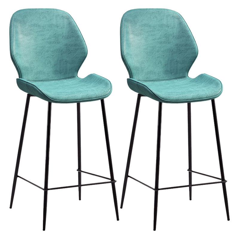 Industrial Style Bar-stool Iron Legs Bucket Leather Seat for Kitchen Bar Blue 2 Piece Set Counter Stool(26"H) Clearhalo 'Bar Furniture' 'Bar Stools' 'bar_stools' 'furn' 'furn_bar_stools' 'furniture_bar_stools' 'Kitchen & Dining Furniture' 'kitchen&dining_furn' 'kitchen' 'kitchen_furn' Furniture' 4575634