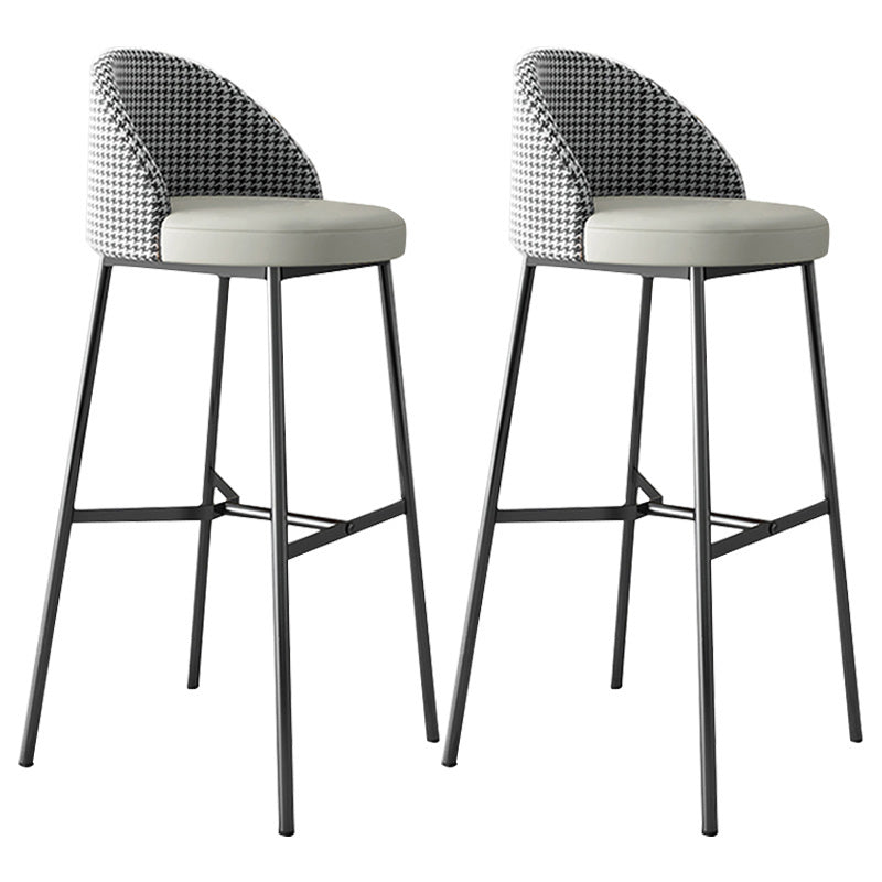 Industrial Style Bar-stool Iron Legs Bucket Leather Seat for Kitchen Bar Grey 2 Piece Set Counter Stool(26"H) Clearhalo 'Bar Furniture' 'Bar Stools' 'bar_stools' 'furn' 'furn_bar_stools' 'furniture_bar_stools' 'Kitchen & Dining Furniture' 'kitchen&dining_furn' 'kitchen' 'kitchen_furn' Furniture' 4575636