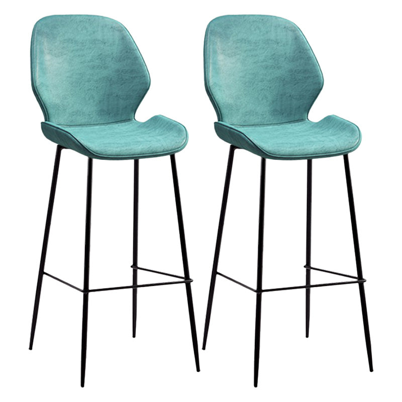 Industrial Style Bar-stool Iron Legs Bucket Leather Seat for Kitchen Bar Blue 2 Piece Set Bar Stool(30"H) Clearhalo 'Bar Furniture' 'Bar Stools' 'bar_stools' 'furn' 'furn_bar_stools' 'furniture_bar_stools' 'Kitchen & Dining Furniture' 'kitchen&dining_furn' 'kitchen' 'kitchen_furn' Furniture' 4575639