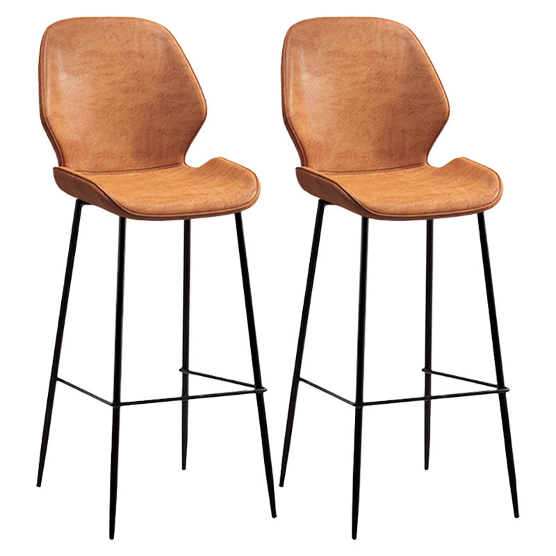 Industrial Style Bar-stool Iron Legs Bucket Leather Seat for Kitchen Bar Orange 2 Piece Set Bar Stool(30"H) Clearhalo 'Bar Furniture' 'Bar Stools' 'bar_stools' 'furn' 'furn_bar_stools' 'furniture_bar_stools' 'Kitchen & Dining Furniture' 'kitchen&dining_furn' 'kitchen' 'kitchen_furn' Furniture' 4575640