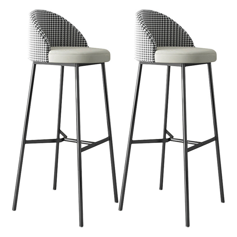 Industrial Style Bar-stool Iron Legs Bucket Leather Seat for Kitchen Bar Grey 2 Piece Set Bar Stool(30"H) Clearhalo 'Bar Furniture' 'Bar Stools' 'bar_stools' 'furn' 'furn_bar_stools' 'furniture_bar_stools' 'Kitchen & Dining Furniture' 'kitchen&dining_furn' 'kitchen' 'kitchen_furn' Furniture' 4575641