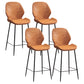 Industrial Style Bar-stool Iron Legs Bucket Leather Seat for Kitchen Bar Orange 4 Piece Set Counter Stool(26"H) Clearhalo 'Bar Furniture' 'Bar Stools' 'bar_stools' 'furn' 'furn_bar_stools' 'furniture_bar_stools' 'Kitchen & Dining Furniture' 'kitchen&dining_furn' 'kitchen' 'kitchen_furn' Furniture' 4575645