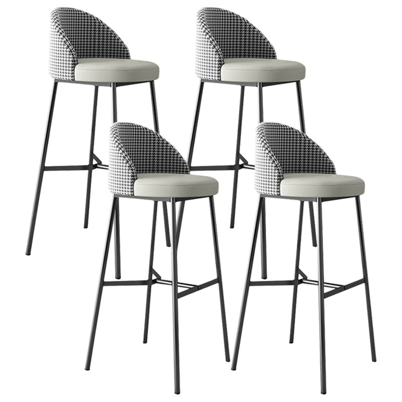 Industrial Style Bar-stool Iron Legs Bucket Leather Seat for Kitchen Bar Grey 4 Piece Set Counter Stool(26"H) Clearhalo 'Bar Furniture' 'Bar Stools' 'bar_stools' 'furn' 'furn_bar_stools' 'furniture_bar_stools' 'Kitchen & Dining Furniture' 'kitchen&dining_furn' 'kitchen' 'kitchen_furn' Furniture' 4575646
