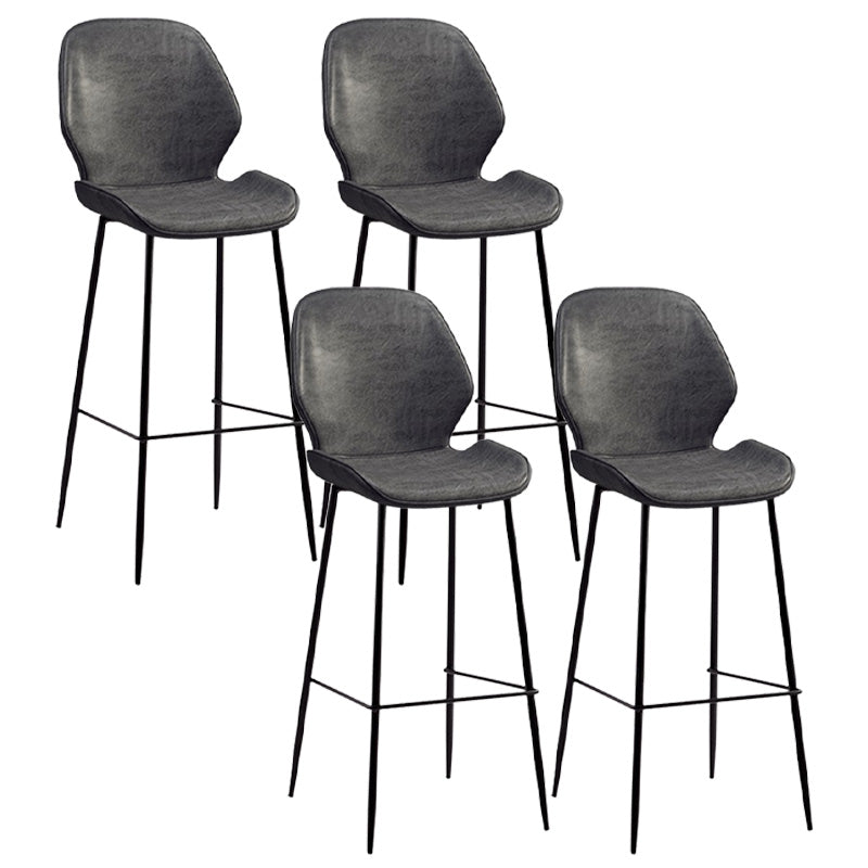 Industrial Style Bar-stool Iron Legs Bucket Leather Seat for Kitchen Bar Dark Gray 4 Piece Set Bar Stool(30"H) Clearhalo 'Bar Furniture' 'Bar Stools' 'bar_stools' 'furn' 'furn_bar_stools' 'furniture_bar_stools' 'Kitchen & Dining Furniture' 'kitchen&dining_furn' 'kitchen' 'kitchen_furn' Furniture' 4575647