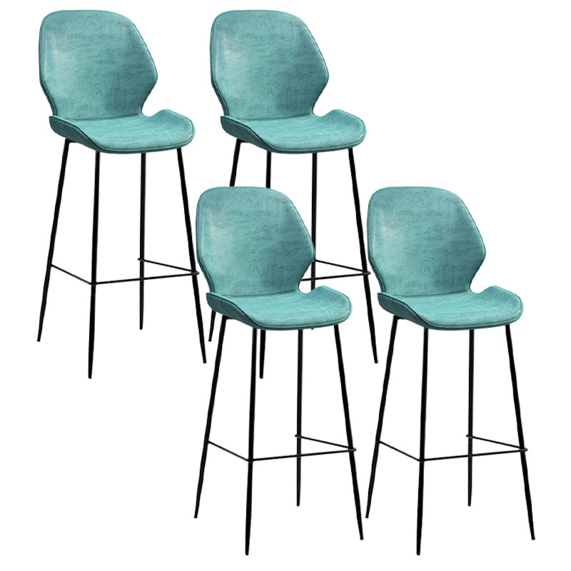 Industrial Style Bar-stool Iron Legs Bucket Leather Seat for Kitchen Bar Blue 4 Piece Set Bar Stool(30"H) Clearhalo 'Bar Furniture' 'Bar Stools' 'bar_stools' 'furn' 'furn_bar_stools' 'furniture_bar_stools' 'Kitchen & Dining Furniture' 'kitchen&dining_furn' 'kitchen' 'kitchen_furn' Furniture' 4575649