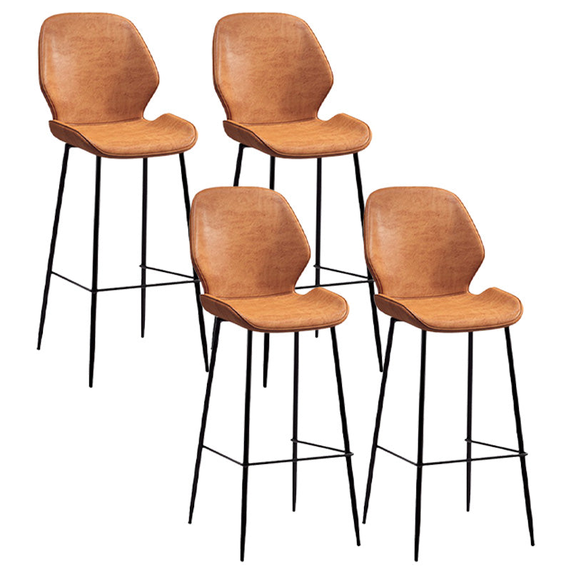 Industrial Style Bar-stool Iron Legs Bucket Leather Seat for Kitchen Bar Orange 4 Piece Set Bar Stool(30"H) Clearhalo 'Bar Furniture' 'Bar Stools' 'bar_stools' 'furn' 'furn_bar_stools' 'furniture_bar_stools' 'Kitchen & Dining Furniture' 'kitchen&dining_furn' 'kitchen' 'kitchen_furn' Furniture' 4575650